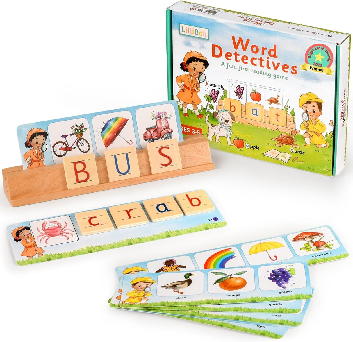 LilliBoh Word Detectives - A fun, first reading and spelling game - Educational Toys for 3, 4 and 5 year olds - Phonics games - Gifts for 4 year old girls and boys.