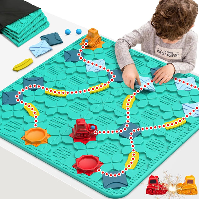 Cosicosy STEM Road Maze Train Track Board Game for Kids - Logic & Strategy Puzzle for Ages 4-8, Engaging Railway Building Challenge for Boys and Girls.