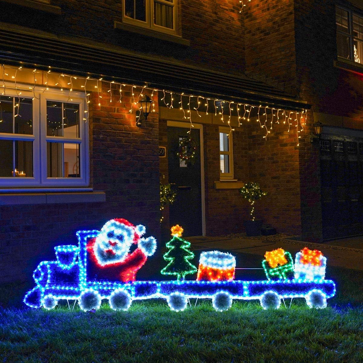 Festive Lights - Christmas Outdoor Silhouette Lights -Xmas Decorations - LED Rope & Tinsel Lighting (3D Lamp Post)