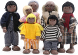 SumDirect Sets of 8 People Wooden Dolls House Family Dolls Toys, Lovely Happy Family Dolls Playset DollHouse Accessories for Doll House Kids Children Girls Toy.