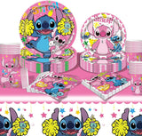 DreamJing Stitch Birthday Party Decorations Tableware Set, Lilo Stitch Party Supplies Paper Plates Cups and Napkins for Kids Birthday Kit 20 Guests E.