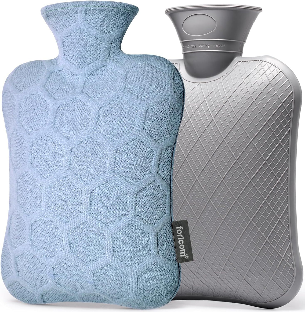 FORICOM Hot Water Bottle with Cover - Hot Water Bag, 2.0L PVC BPA-Free and Odorless for Pain Relief and Ease Aches.