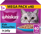 Whiskas 1+ Adult Poultry Selection in Jelly 40 Pouches, Adult Wet Cat Food, Megapack (40 x 85 g)