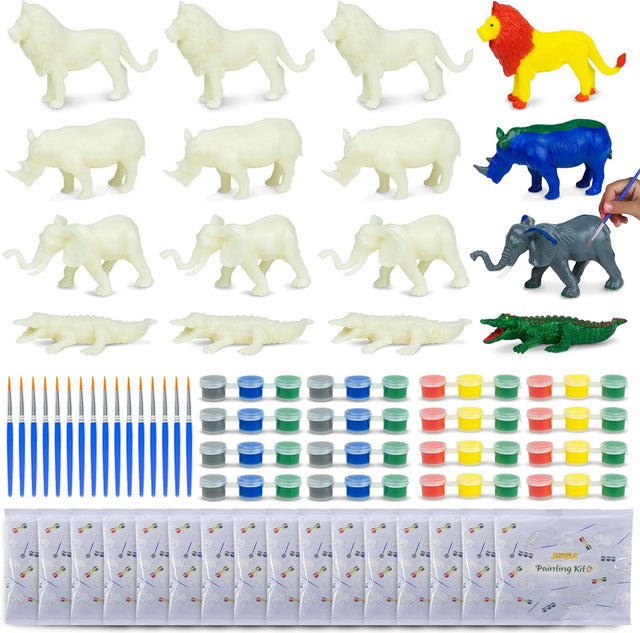 BONNYCO Jungle Party Bag Fillers for Kids, Painting Kit Pack 16 Party Favours Kids, Animal Party Bags Fillers, Pinata Filler, Prizes for Kids | Stocking Fillers Kids Jungle Party Favours for Boys.