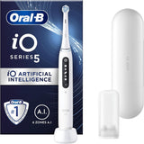 Oral-B iO5 Electric Toothbrushes For Adults,1 Toothbrush Head & Travel Case, 5 Modes With Teeth Whitening, UK 2 Pin Plug, White.