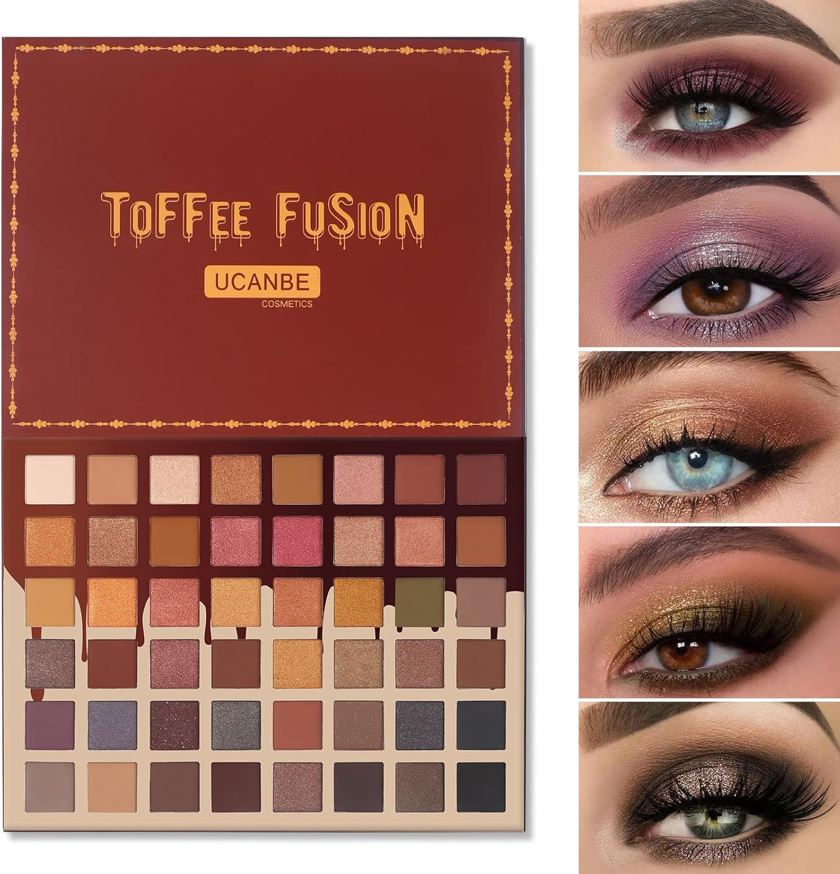 UCANBE Toffee Fusion Nude Eyeshadow Palette, 48 Neutral Shades Naked Eye Shadow Makeup Pallet, High Pigmented Matte Glitter Shimmer Make Up Kit for Women Girls.