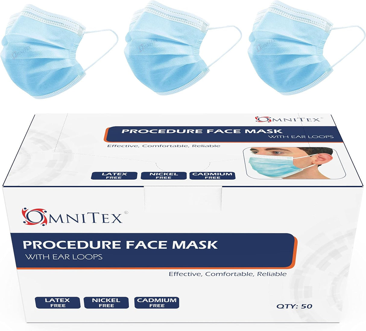 Omnitex British Brand 50pk 3ply Premium Type II Disposable Surgical Face Mask | EN14683 98% Filtration Medical Grade Type 2 with Ear Loops.