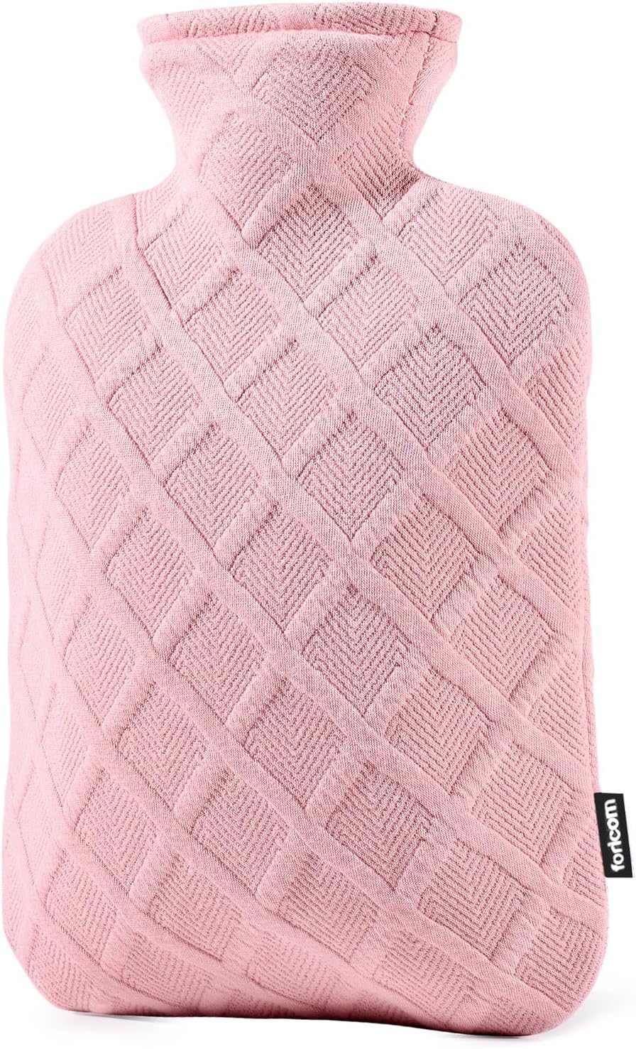 FORICOM Hot Water Bottle with Cover - Hot Water Bag, 2.0L PVC BPA-Free and Odorless for Pain Relief and Ease Aches.