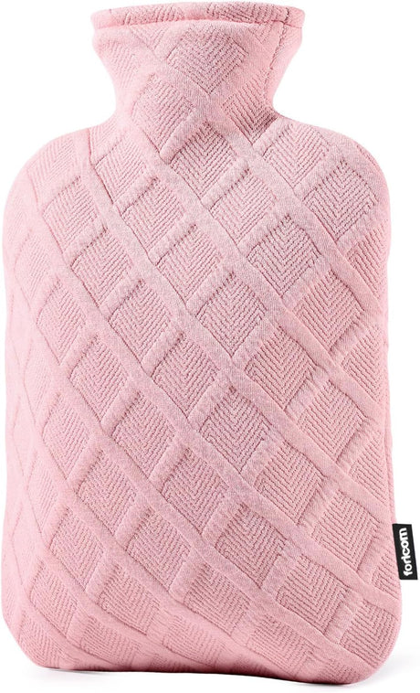 FORICOM Hot Water Bottle with Cover - Hot Water Bag, 2.0L PVC BPA-Free and Odorless for Pain Relief and Ease Aches.