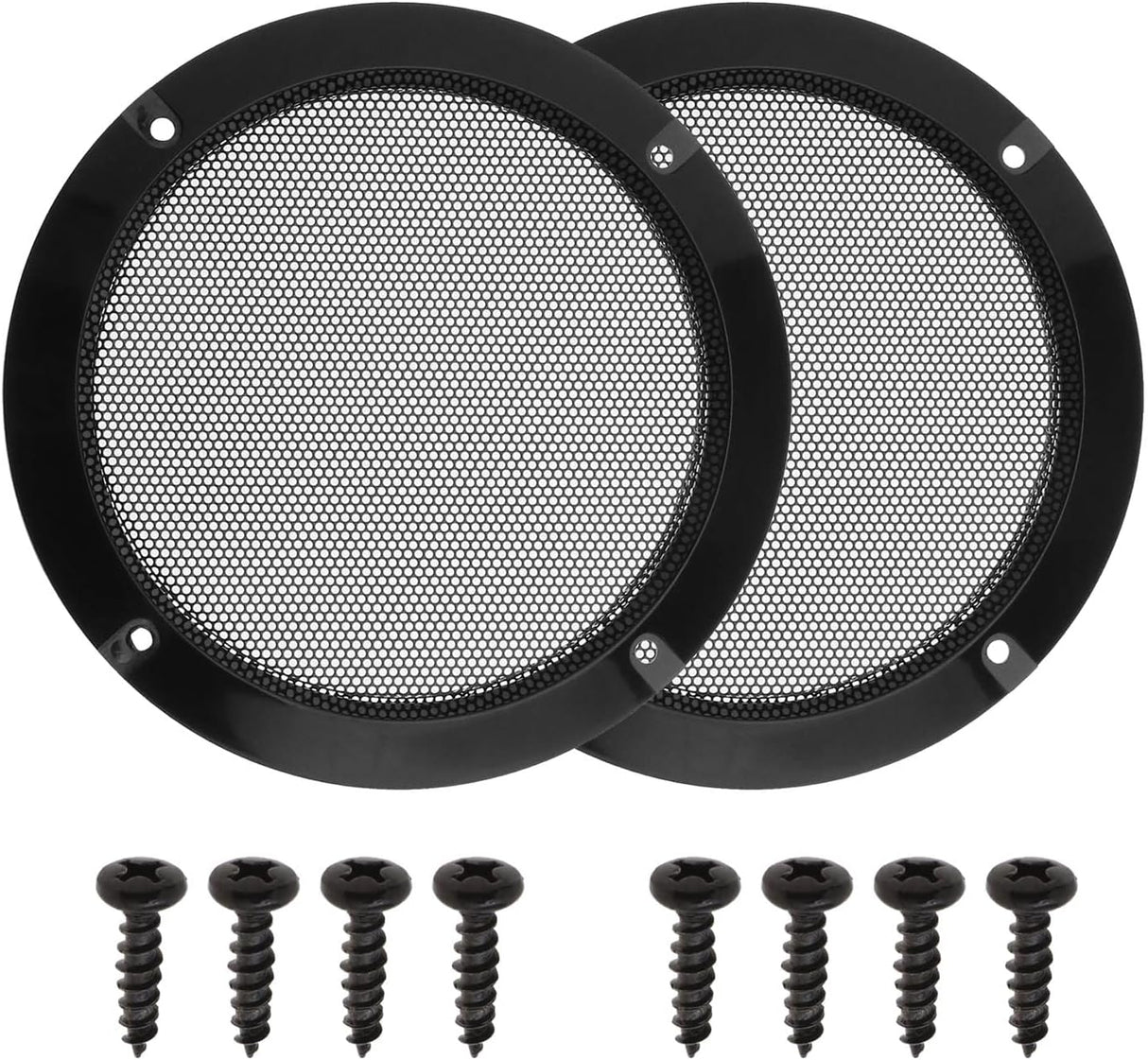 ECSiNG 2PCS Loudspeaker Grille Speaker Decoration Cover Protective Case for 5 Inches Car Subwoofer Horn Speaker with Fixing Screws Audio System Mounting DIY Accessories Black.