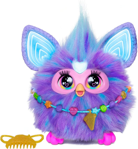 Furby Purple, 15 Fashion Accessories, Interactive Plush Toys for 6 Year Old Girls & Boys & Up, Voice Activated Animatronic, English Version.