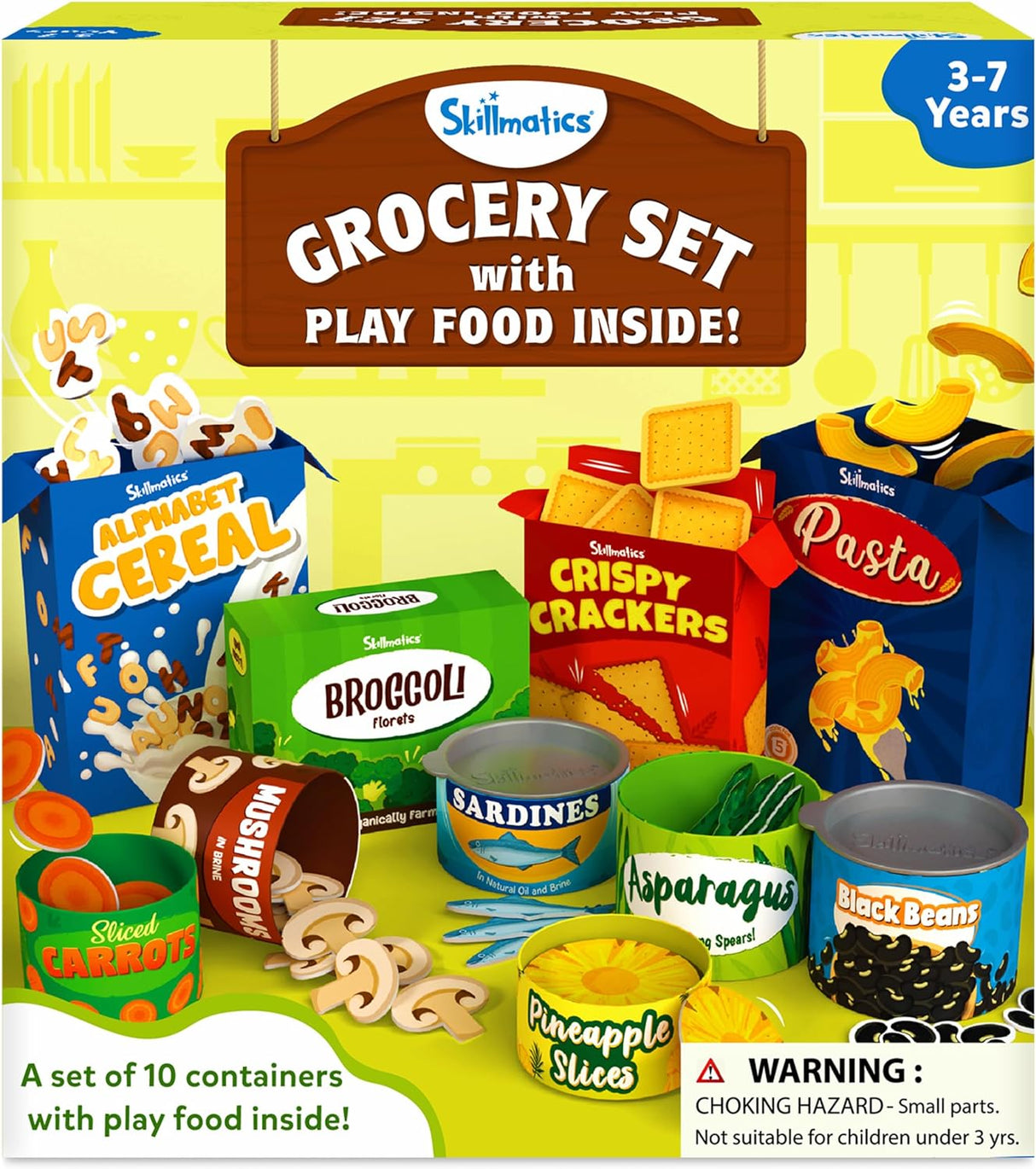 Skillmatics Pretend Play Grocery Set - 10 Containers, 100+ Play Food Items For Child's Play, Back-to-School Play Kitchen Accessories, Toy Kitchen, Fruits & Veggies, Gifts For Kids & Toddlers Ages 3-7.