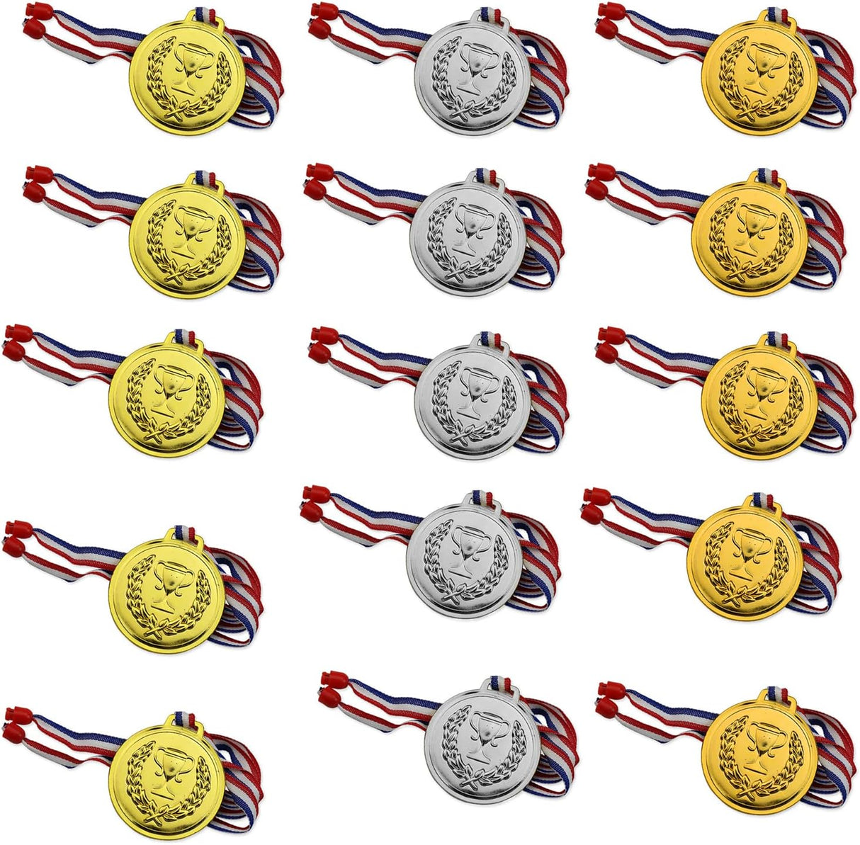 15 Unilateral Children's Medals, Pendant Trophy Medals, Winners Medals, Gold, Silver and Bronze Medals for School Sports Games Awards Commemoration.