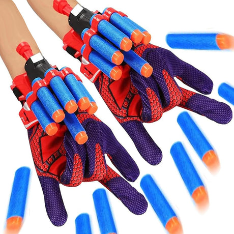 Spider Web Shooters for Kids -Boys Girls Toys Gifts Super Hero Toys with Spider Gloves Launcher Wrist Toys Set 2 Kinds Soft Bullets for Boys Girls (1Pair/ 2pcs).