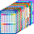 12 Pieces Educational Math Posters for Kids with 120 Glue Point Dot for Elementary and Middle School Classroom Teach Multiplication Division Addition Subtraction Fractions Numbers, 16 x 11 Inch.