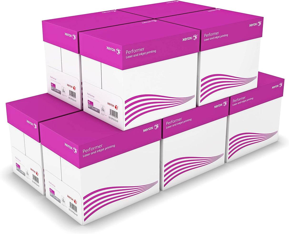 Xerox Performer Multifunction Paper, 80gsm, A4, 1 Carton, 5 Reams, 2500 Sheets, 5 Reams per Carton.