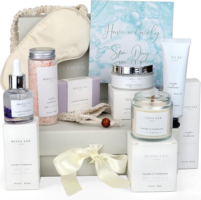 Jasmyn & Greene Relaxation Birthday Gifts for Women - 10 Luxury Pamper Hamper Gifts for Her with Lavender. Spa Sets for Women Gifts with Organic Self Care Gifts. Pamper Gifts for Women Birthday.