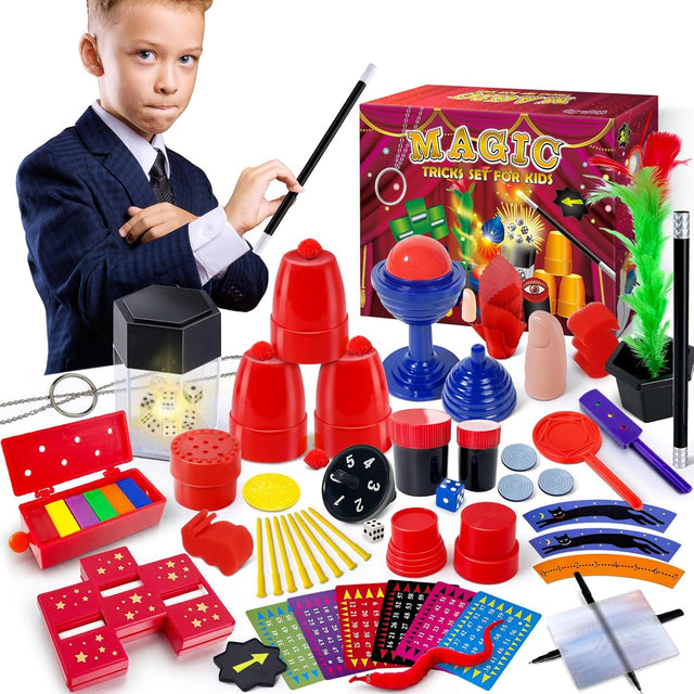 Heyzeibo Magic Kit for Kids, Party Favors Magic Set with Upgrade Magic Tricks, Magic Wand, Instruction, Magician Pretend Play Toys for Boys & Girls, Beginners.