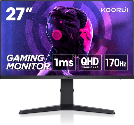 KOORUI 27 Inch Full HD Gaming Monitor 240hz, 1ms, DCI-P3 90% Color Space, Adaptive Sync, (1920 x 1080, HDMI, DisplayPort).