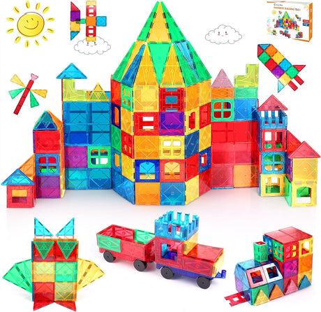 LeagoEra Magnetic Building Blocks Magnetic Tiles 110PCS 3D STEM Toy Set, Kids Learning Educational Construction Toys for Boys Girls Age 3 4 5 6 7 Years Old Christmas Birthday Gifts.