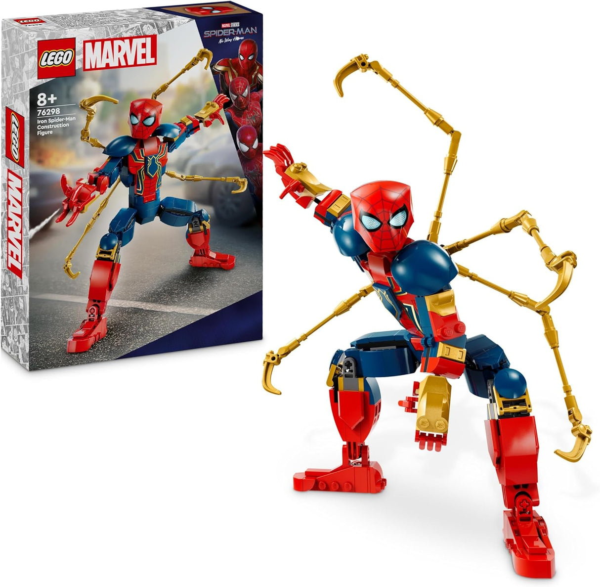 LEGO Marvel Iron Spider-Man Construction Figure, Super-Hero Action Toy for 8 Plus Year Old Kids, Boys & Girls who Love Role-Play Toys, with Armour, Buildable Model, Avengers Gift Idea 76298.