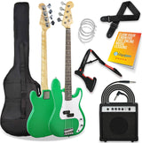 3rd Avenue Electric Bass Guitar Pack, Black - Includes 15W Amp, Bag, Cable, Strap, Stand and Spare Strings.