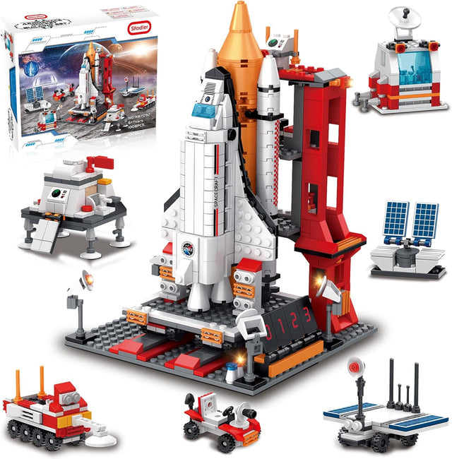 Sitodier Space Exploration Shuttle Building Toy, 1008pcs 7 Models Aerospace Building Set for 6+ Years with Heavy Transport Rocket and Launcher, Educational Construction Toy for 8-14 Years Boys Girls.