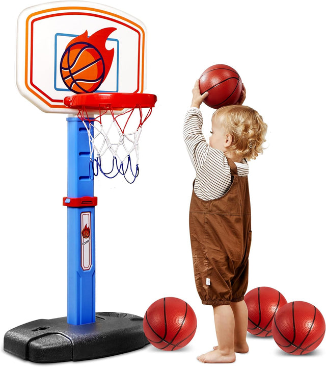 JOYIN Kids Basketball Hoop and Stand,Portable Basketball Stand Set with 4 Balls 30.7-42.5 inch Adjustable Outdoor & Indoor Toy Basketball Hoop for Kids Toddlers Boys.