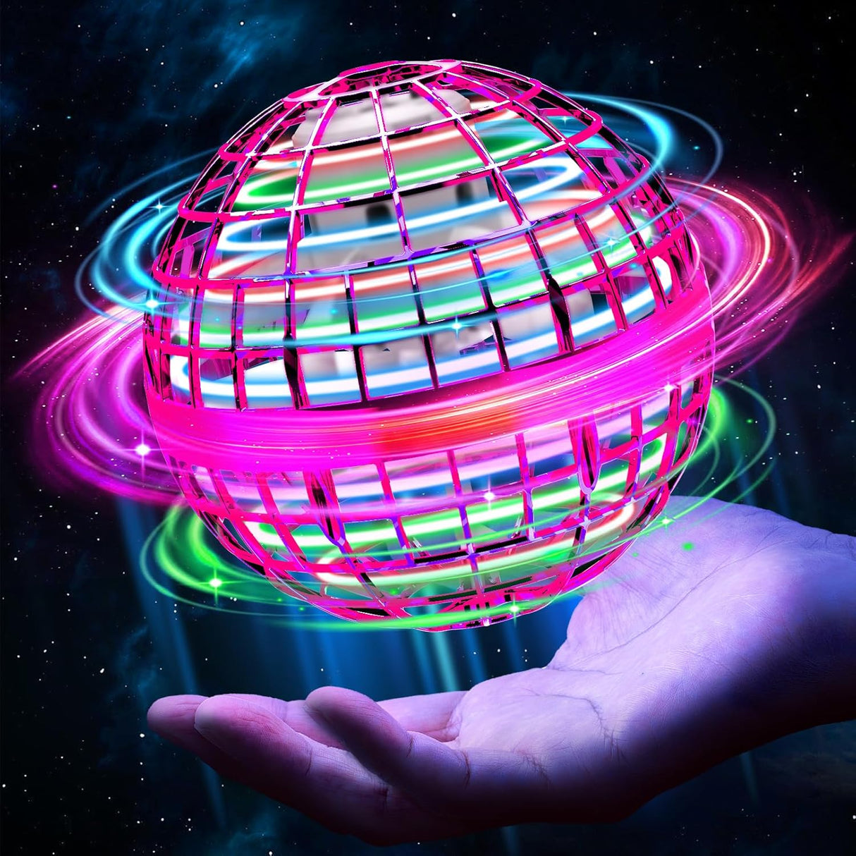 Flying Orb Ball Toys 2024, Boomerang Ball, 360°Rotating Hand Controlled Hover Ball with LED Lights, UFO Smart Sensor Flying Ball, Magic Globe Shape Flying Spinner Mini Drone for Boys Girls, Kids Gifts.