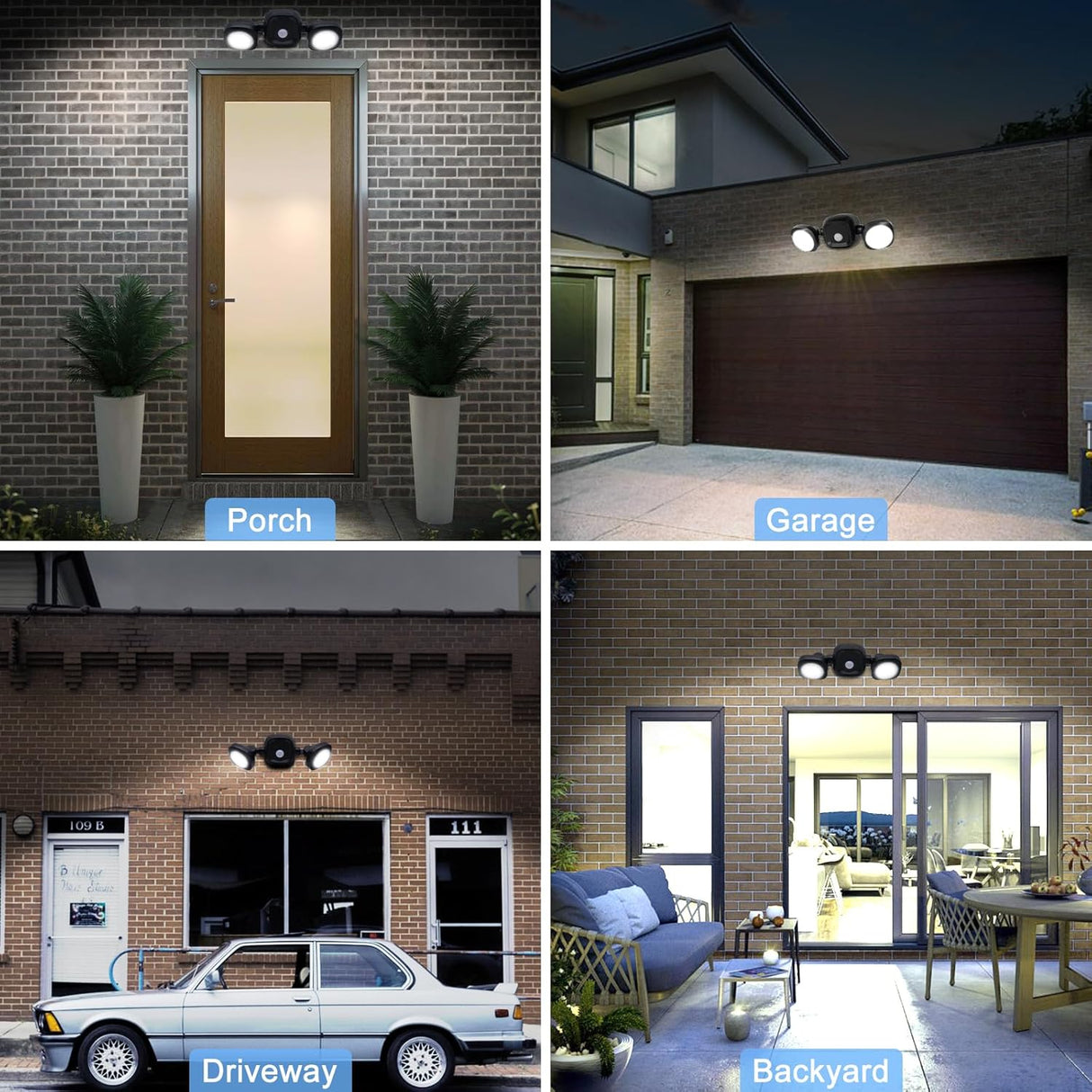 Toowell Battery Powered Lights Outdoor Motion Sensor Light Battery Operated LED Security Lights Wireless Pir Floodlight Outside Waterproof Garage Spotlight (Batteries not Included)