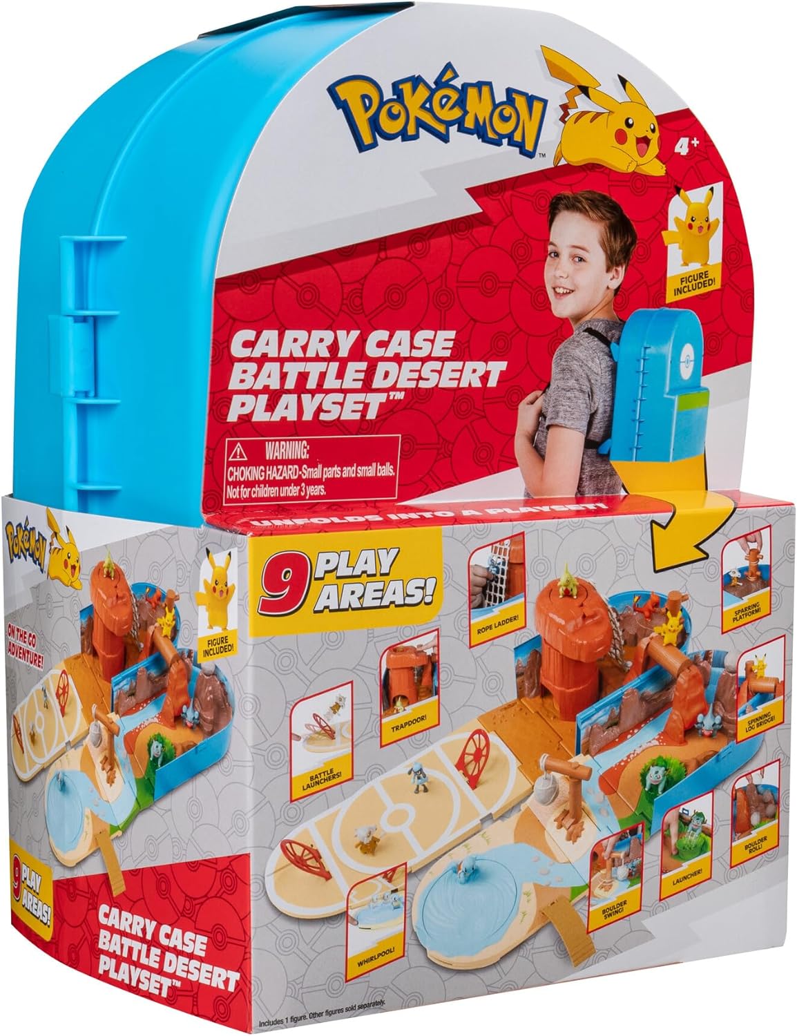 Pokémon Carry Case Battle Dessert Playset - Portable Transforming Playset with Action Features and 2-inch Pikachu Battle Figure.