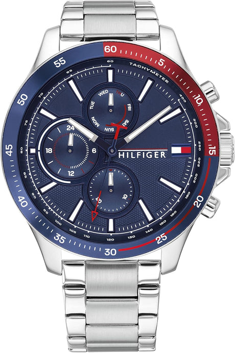 Tommy Hilfiger Analogue Multifunction Quartz Watch for Men with Stainless Steel or Silicone Bracelet.