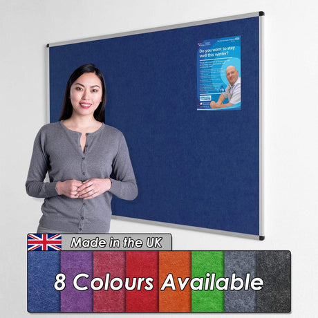 Wonderwall Fire-Resistant Notice Board - Aluminium Frame - 120 x 90cm with Fixings, 6 Colours to Choose from (Green).