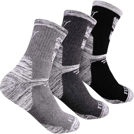 FEIDEER Men's Hiking Walking Socks, Multi-pack Wicking Cushioned Outdoor Recreation Crew Socks.