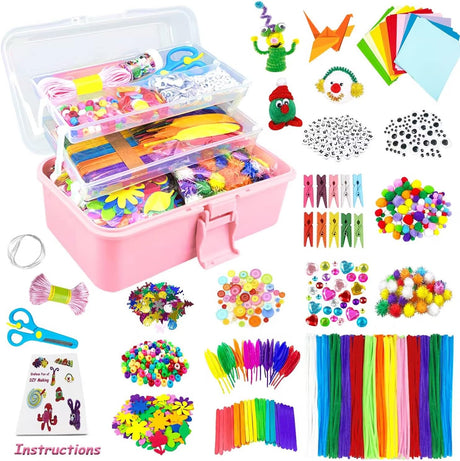 3000Pcs Craft Kits for Kids DIY Arts and Crafts for Kids Craft Supplies Materials Kids Crafts Set with Pipe Cleaners Craft Box Preschool Homeschool Toys Gift for Kids Boys and Girls Age 4 5 6 7 8.