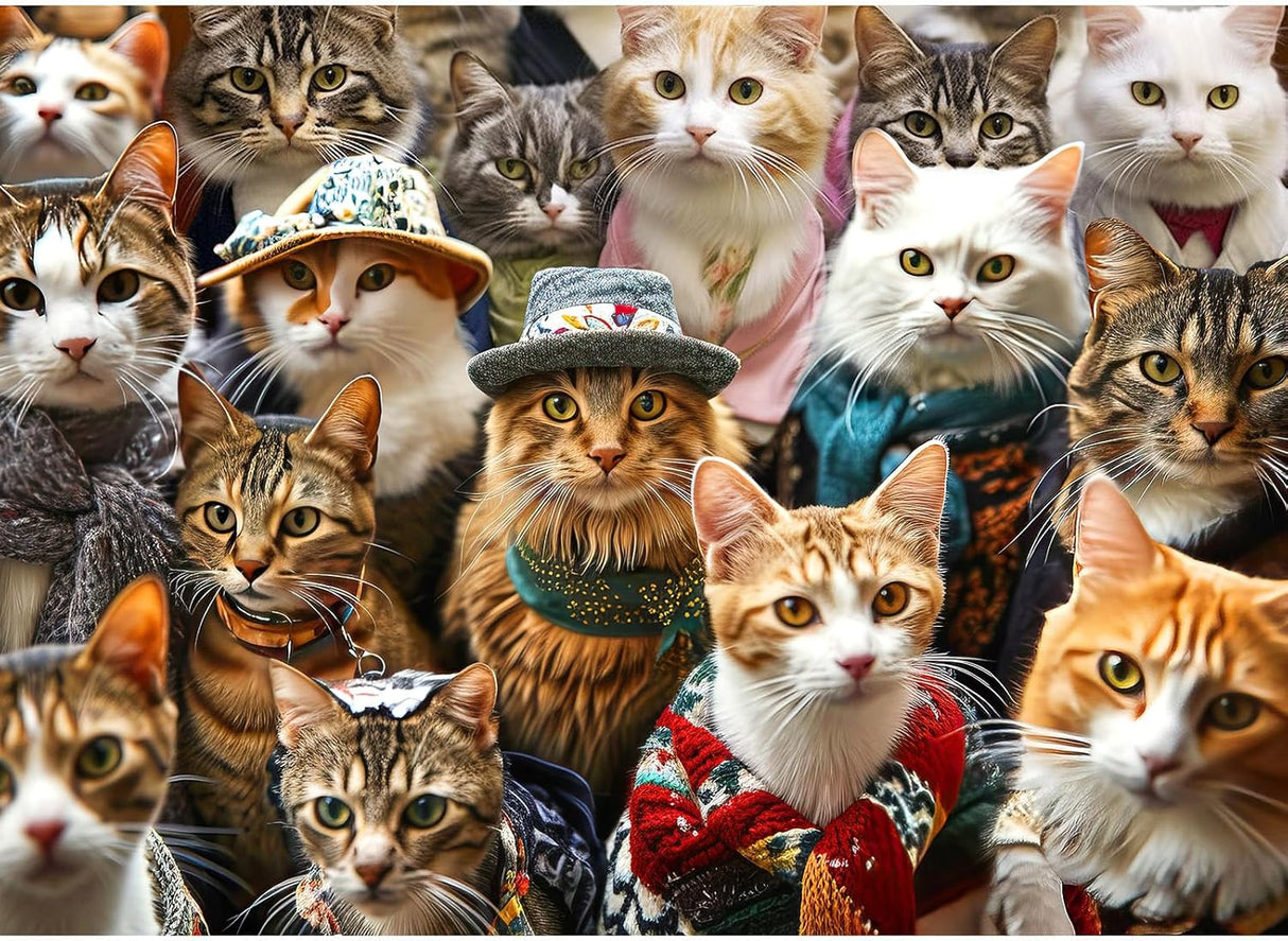 Jigsaw Puzzles for Adults 1000 Piece Jigsaw Puzzles for Adults Educational Game Challenge Toy 1000 Pieces Puzzles for Adults Kids.Educational Games Home Decoration.Theme:Fashion Cat Collection.