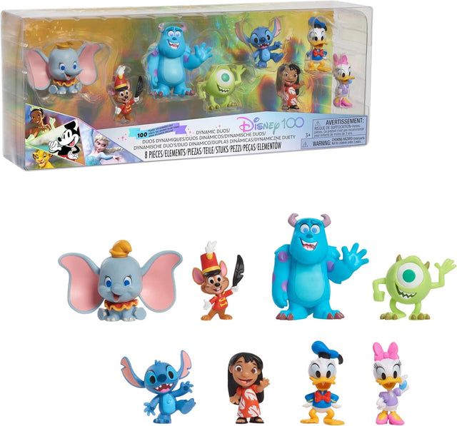 Disney100 Years of Dynamic Duos Celebration Collection Limited Edition 8-Piece Figure Pack, Officially Licensed Kids Toys for Ages 3 Up, Gifts and Presents by Just Play.