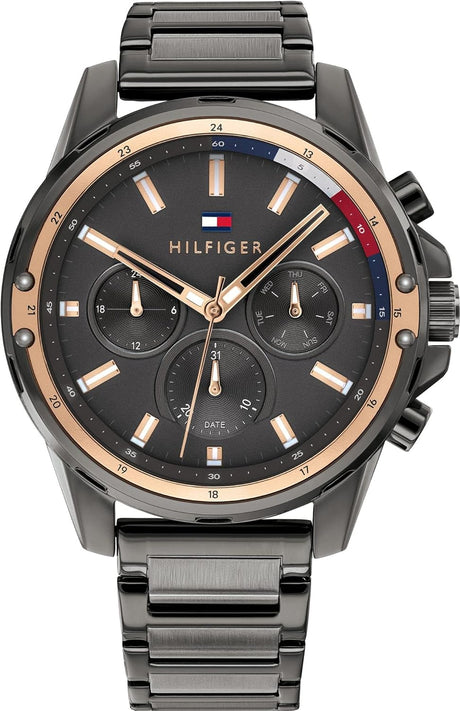 Tommy Hilfiger Analogue Multifunction Quartz Watch for men with Stainless Steel bracelet.