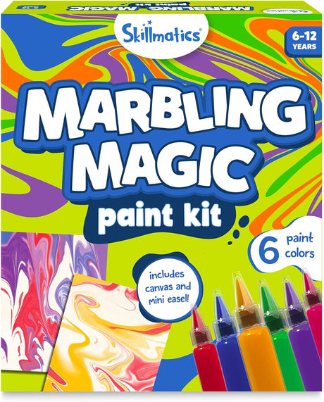 Skillmatics Marbling Magic Paint Kit for Kids, Art & Craft Activity for Girls & Boys, Water Marbling Kit, Craft Kits & Supplies, DIY Creative Activity, Gifts for Ages 6, 7, 8, 9, 10, 11, 12.