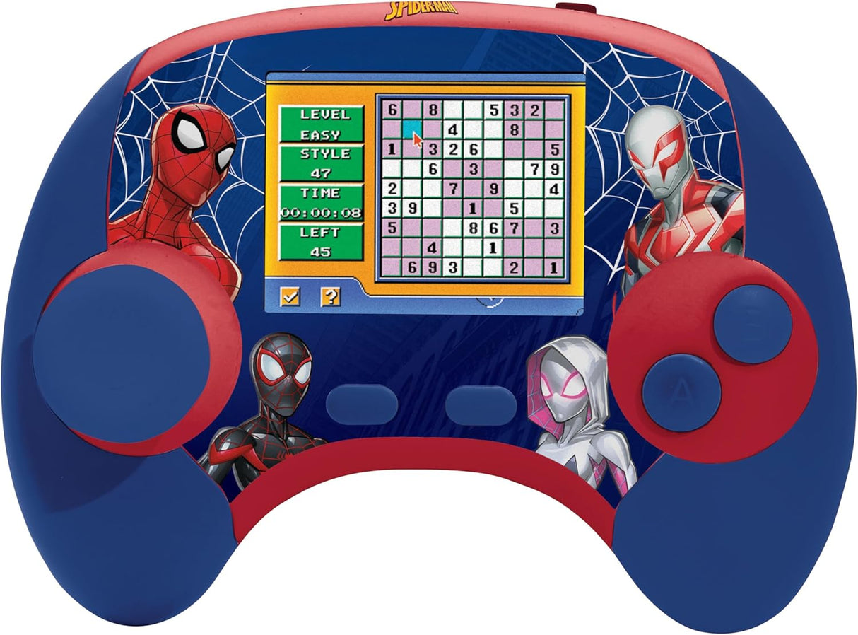 Lexibook, Spider-Man, Power Console®, Bilingual educational game console with 100 activities, English/French, Blue/red, JCG100SPi1.