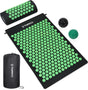 TOMSHOO Acupressure Set, Acupressure Mat and Pillow with 2pcs Massage Balls- Pain Relief Therapy Muscle Back Neck with Travel Bag for Men and Women Green.