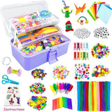 3000Pcs Craft Kits for Kids DIY Arts and Crafts for Kids Craft Supplies Materials Kids Crafts Set with Pipe Cleaners Craft Box Preschool Homeschool Toys Gift for Kids Boys and Girls Age 4 5 6 7 8.