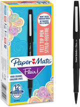 Paper Mate Flair Felt Tip Pens | Medium Point (0.7 mm) Writing Pens | Black Pens | For Writing, Drawing & Sketching | 12 Count.