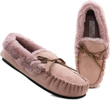 Dr Keller Womens Faux Fur Lined Moccasins Indoor Winter Loafer House Shoes Moc Slippers.