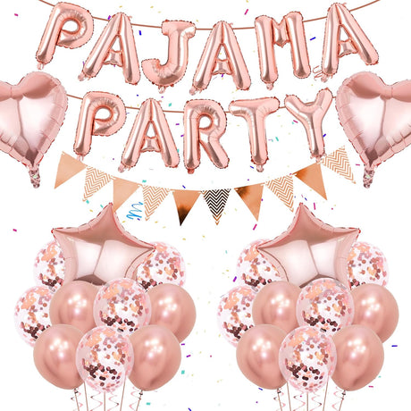 Sleepover Party Supplies for Girls - Girls Night Decorations Sleepover Decorations Rose Gold Party Balloons for Slumber Party Girls Pamper Party Spa Party.