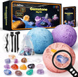 Mega Gemstones Dig Kit - Dig Up 15 Real Gems and Crystals, STEM Geology Educational Excavation Kit for Boys and Girls Ages 6+, Science Digging Set with Crystals, Rocks, and Stones.