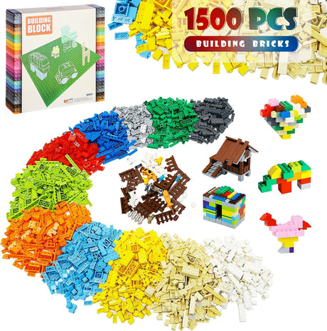 Etarnfly Classic Building Bricks Set,1635PCS Building Blocks with Farm Accessories-Mix Colors Bulks Building Sets for Boys Girls 6 Years Old and Up,Compatible with All Brands.