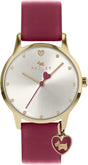 RADLEY Heart Dial Ladies Claret Leather Strap Heart Charm Watch RY2920A.