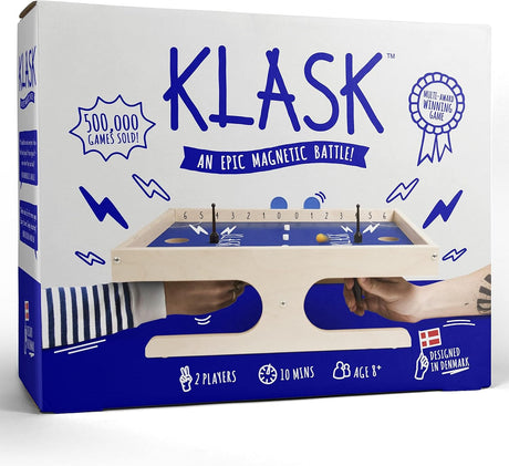 KLASK: The Magnetic Award-Winning Party Game of Skill - for Kids and Adults of All Ages That’s Half Foosball, Half Air Hockey.