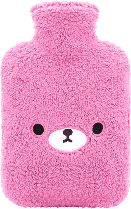 samply Hot Water Bottle with Cute Cover,2L Hot Water Bag for Hot and Cold Compress, Hand Feet Warmer,Neck and Shoulder Pain Relief, Dark Blue Bear.